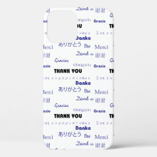 Black and Blue Thank You Many Languages Typography Case-Mate iPhone Case
