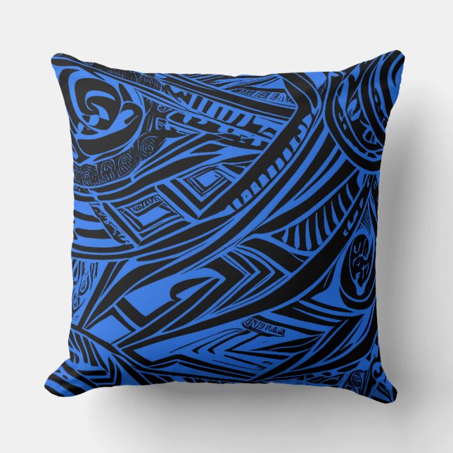 Black And Blue Tribal Abstract  Cushion (Front)