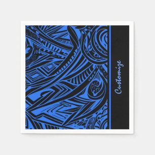 Black And Blue Tribal Abstract  Napkin
