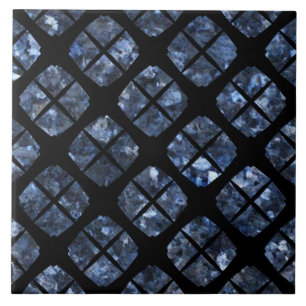 Black and Blue Urban Modern Diamond Pattern Tile