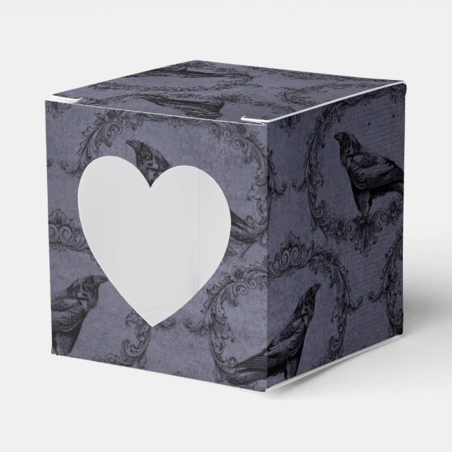 Black and Blue Vintage Grunge Raven Favour Box (Front Side)