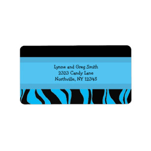 Black and Blue Zebra Pattern Label