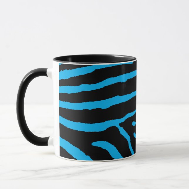 Black and Blue Zebra Print Mug (Left)