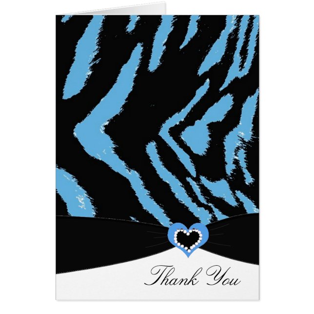 Black and Blue Zebra Print Thank You (Front)