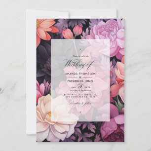Black and Blush Floral Wedding Invitation
