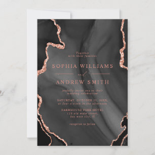 Black and Blush Pink Wedding Invitation