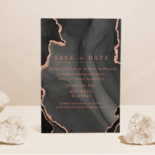 Black and Blush Pink Wedding Invitation