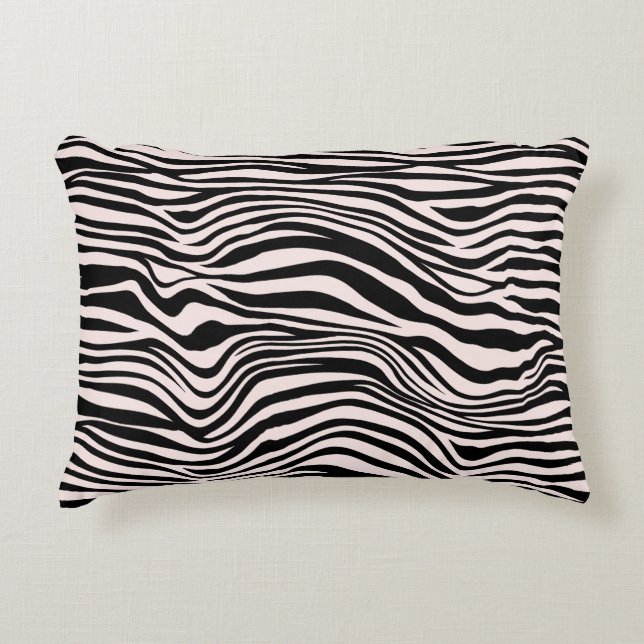 Black and Blush Sand Zebra Print  Decorative Cushion (Front)