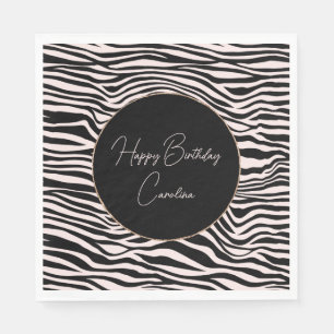 Black and Blush Sand Zebra Print  Napkin