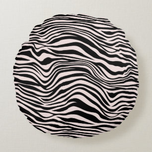 Black and Blush Sand Zebra Print Round Cushion