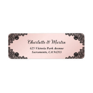 Black and Blush Wedding Return Address