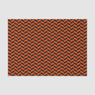 Black and Bright Orange Herringbone Tissue Paper