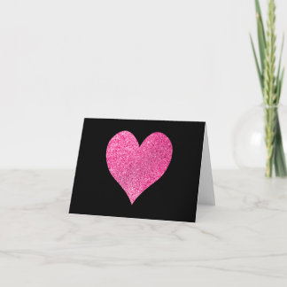 Black and Bright Pink Glitter Heart Thank You