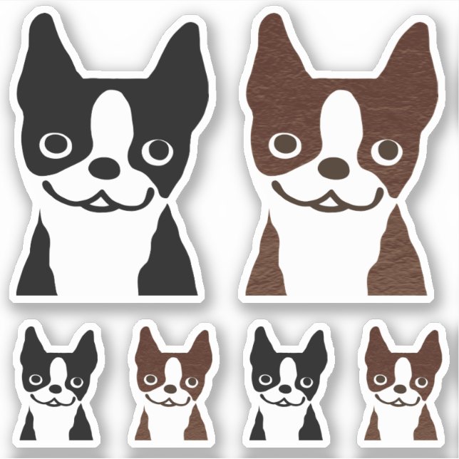 Black and Brindle Boston Terrier Dogs Sticker Set (Front)