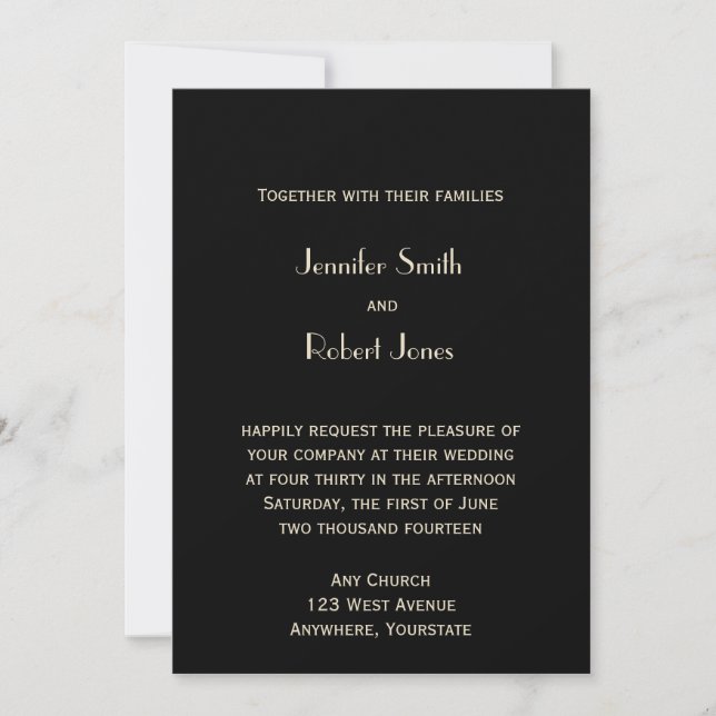 Black and Bronze Art Deco Tower Wedding Invitation (Front)