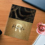 Black And Bronze Glitter Modern Glam Trendy Chic Planner<br><div class="desc">Trendy and chic personalised planner design featuring an abstract black and bronze glitter lines with your custom text.</div>