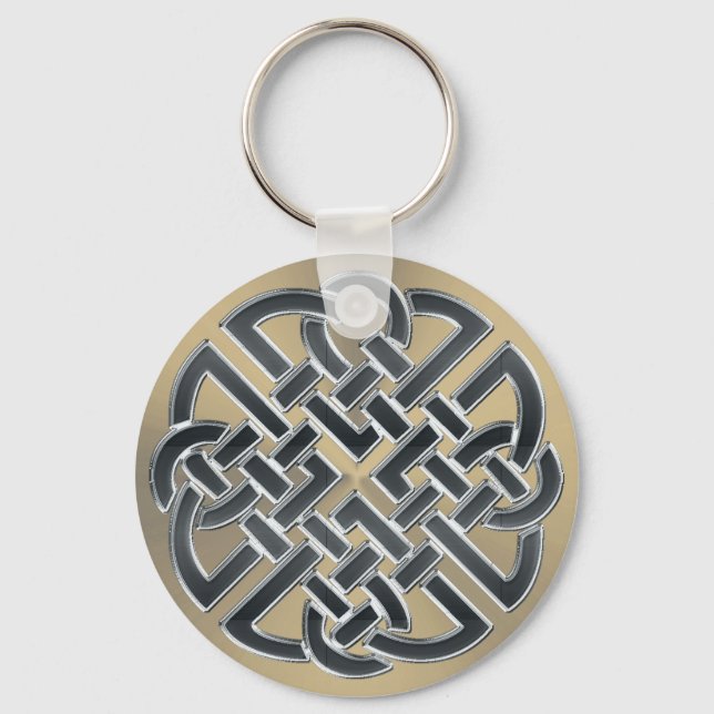 Black and Bronze Metal Celtic Knot Keychain (Front)