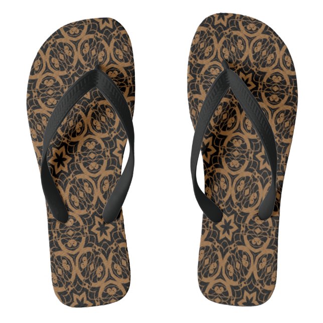 Black and Bronze Oils 2675 Flip Flops (Footbed)