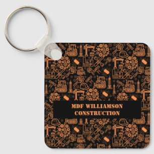 black and brown Architectural Blueprint Engineer Key Ring