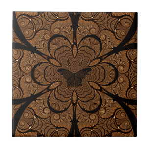 Black and Brown Butterfly Pattern Tile