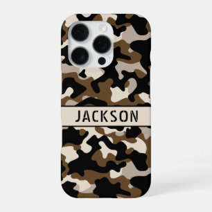 Black and Brown Camouflage Personalised iPhone 16 Pro Case