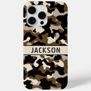 Black and Brown Camouflage Personalized iPhone 15 Pro Max Case