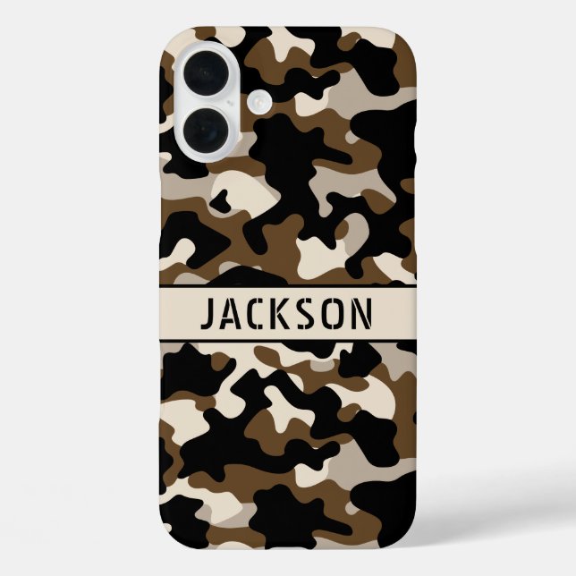 Black and Brown Camouflage Personalized Case-Mate iPhone Case (Back)