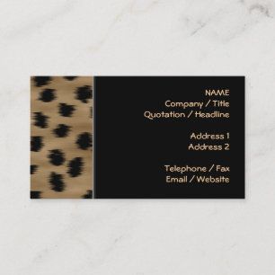 Black and Brown Cheetah Print Pattern. Business Card