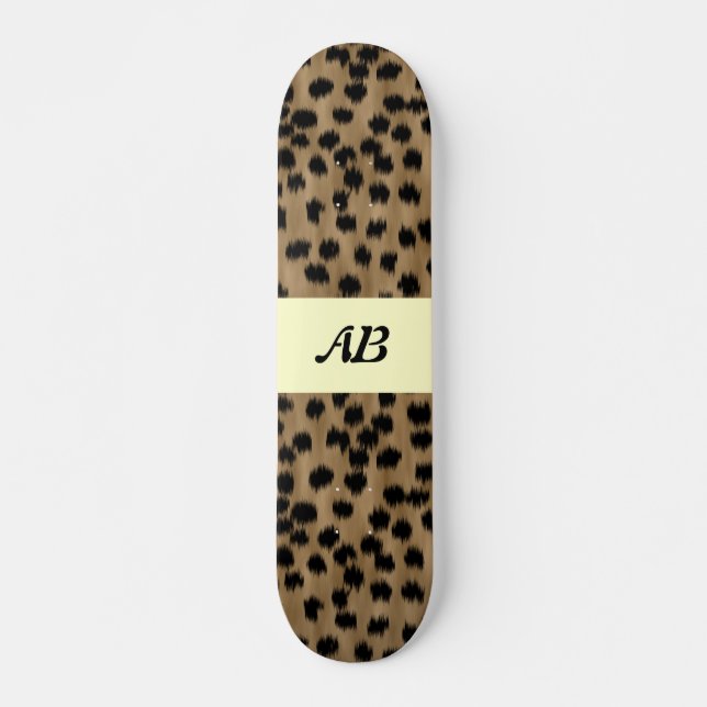 Black and Brown Cheetah Print Pattern. Skateboard (Front)