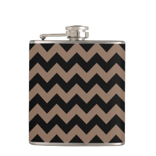 Black and Brown Chevron Hip Flask