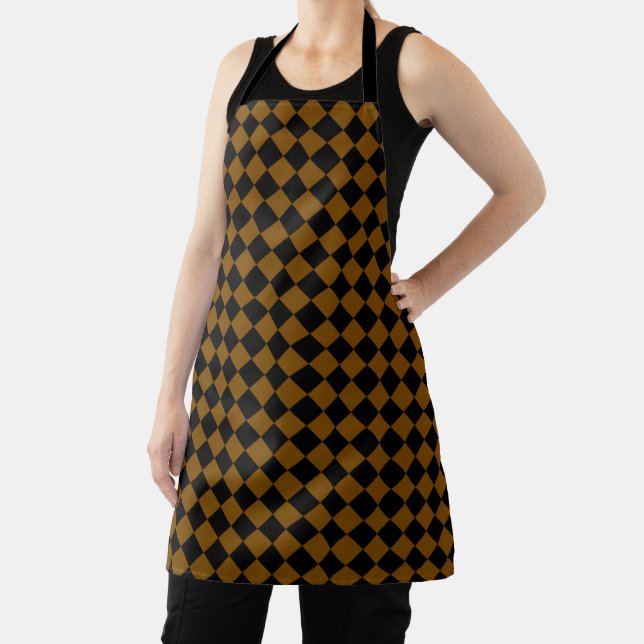 Black and Brown Chevron Pattern Unique Stylish Apron (Insitu)