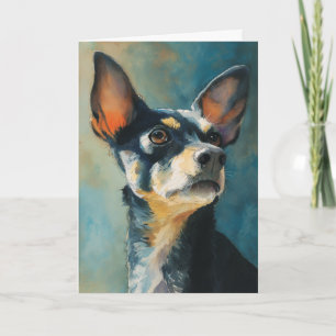 Black and brown chihuahua watercolor portrait card