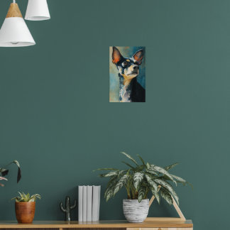 Black and brown chihuahua watercolor portrait poster