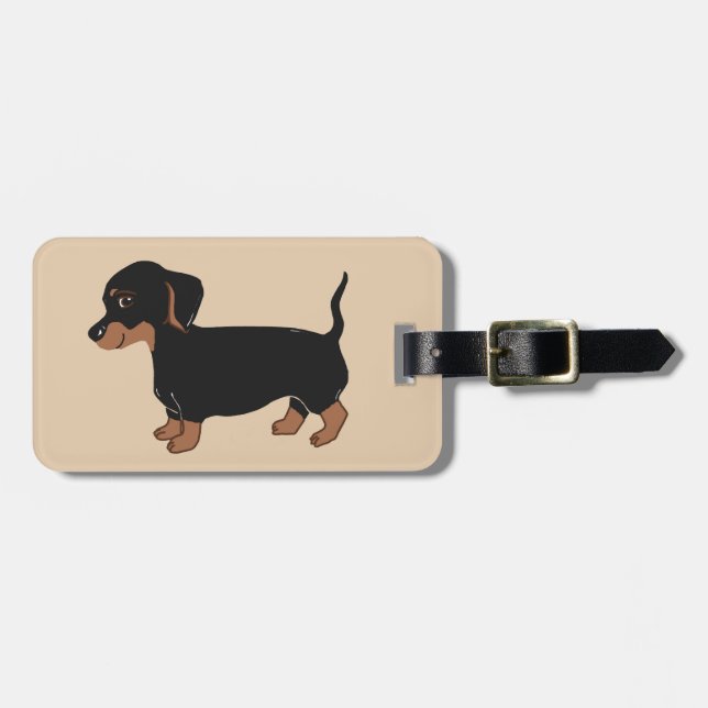 Black and Brown Dachshund Luggage Tag (Front Horizontal)