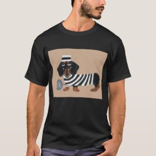 Black and Brown Dachshund Treat Thief Jailbird T-Shirt