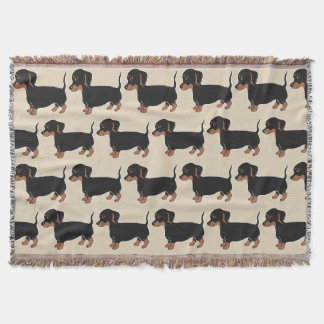 Black and Brown Dachshunds Pattern Throw Blanket