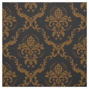 Black And Brown Floral Damasks Fabric