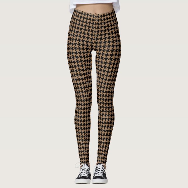Black and Brown Houndstooth Leggings (Front)