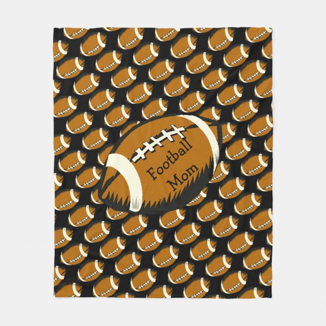 Black and Brown Sports Football Mum Fleece Blanket (Front)