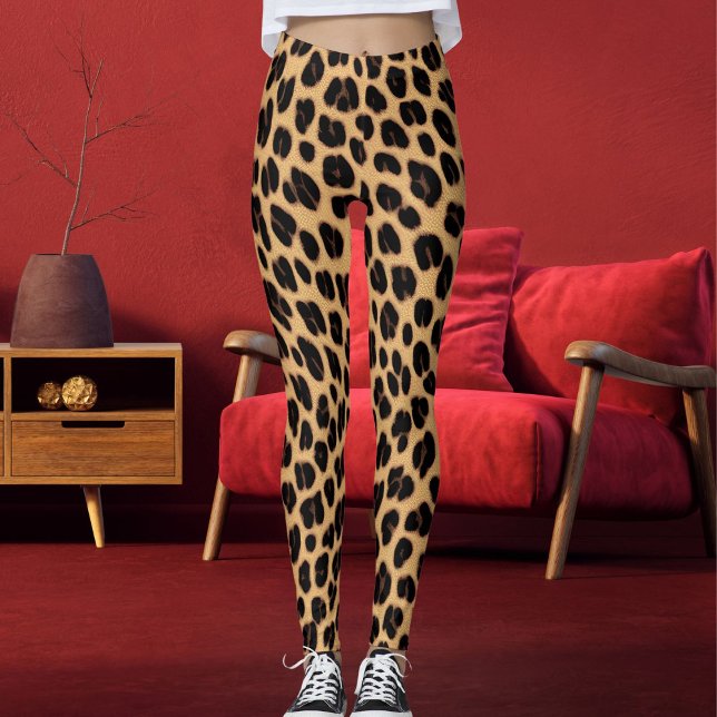 Black And Brown Spots Pattern Safari Leopard Skin Leggings (Creator Uploaded)