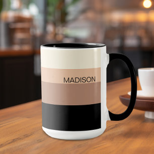 Black and Brown Striped Personalised mug