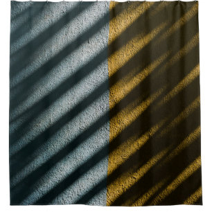 Black and brown striped textile shower curtain