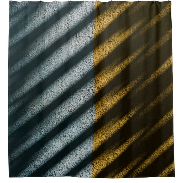 Black and brown striped textile shower curtain (Front)