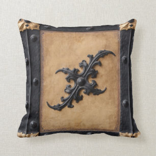 Black and brown tan Steampunk Throw pillow