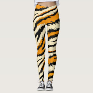 Black and Brown Tiger Stripes Pattern Leggings
