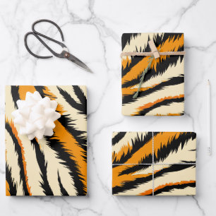 Black and Brown Tiger Stripes Pattern Wrapping Paper Sheet