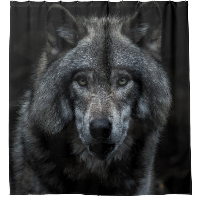 BLACK AND BROWN WOLF PAINTING SHOWER CURTAIN (Front)