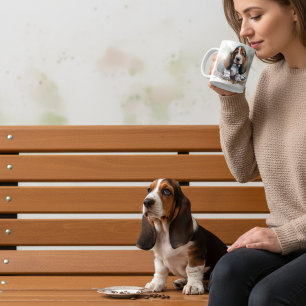 Black and Browns ''Basset Pup '' PERSONALIZE  Coffee Mug