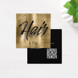 Black and Brushed Gold Hair Stylist Business Card