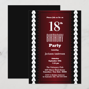 Black and Burgundy 18th Birthday Party Invitation